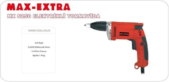 Max Extra MX 6250 Alçıpan Vidalama Matkabı 570 W - Resim 2