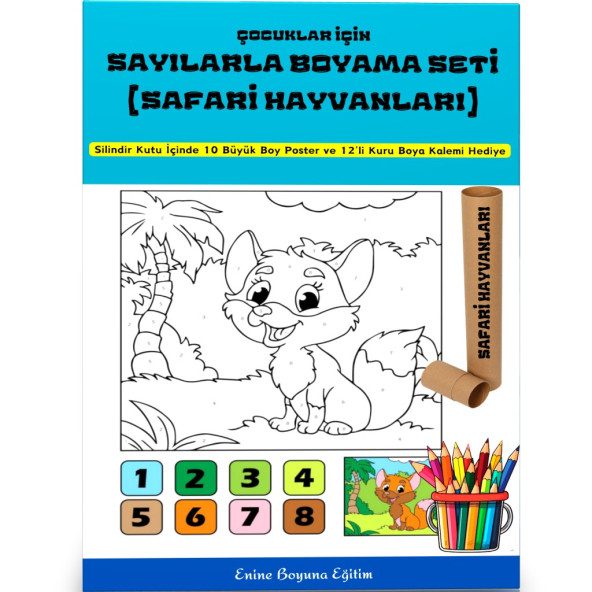 Çocuklar İçin Sayılarla Boyama Seti (Safari Hayvanlar) ürün görseli 1