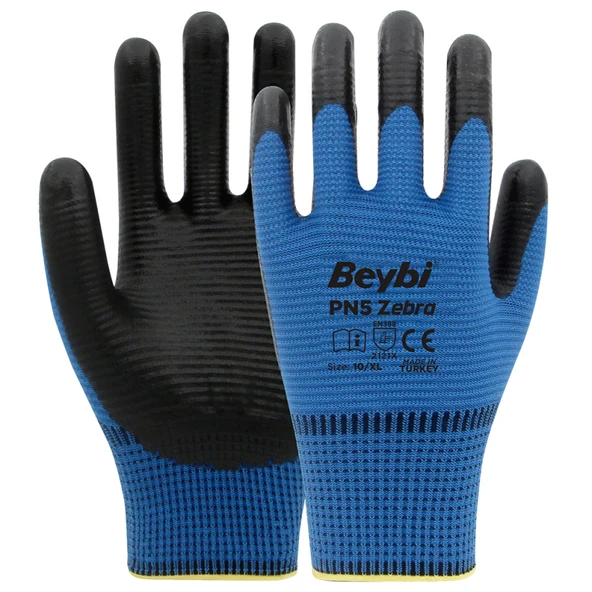 Beybi PN5 Zebra Eldiven Mavi Siyah 10 No ürün görseli 1