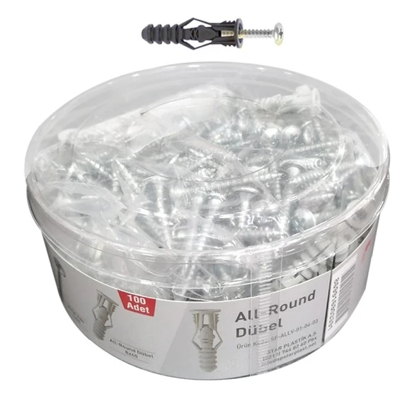 Plastik Sp Star Kalibre Takım Dübel Vida Dübel Set 8mm 100 Adet ürün görseli 1