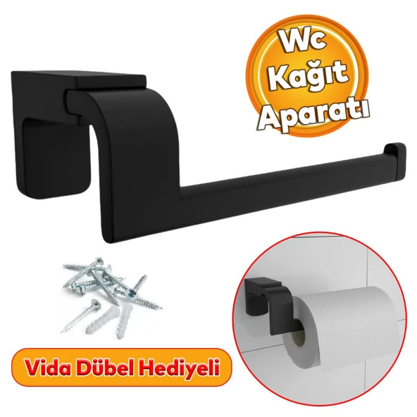 Metal Sağlam Vidalı Siyah Renk Kağıtlık Aparat Banyo Wc Tuvalet Kağıt Kağıtlık Standı Paslanmaz ürün görseli 1