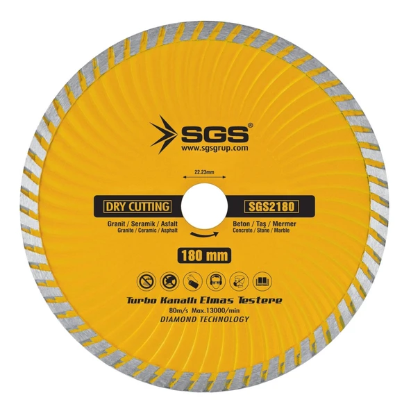 SGS Turbo Kanallı Elmas Mermer Granit Kesici Disk 230mm ürün görseli 1