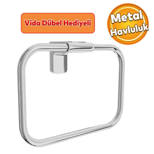 Metal Sağlam Vidalı Krom Renk Havluluk Aparat Banyo Mutfak Lavabo Havlu Standı Paslanmaz ürün görseli 1