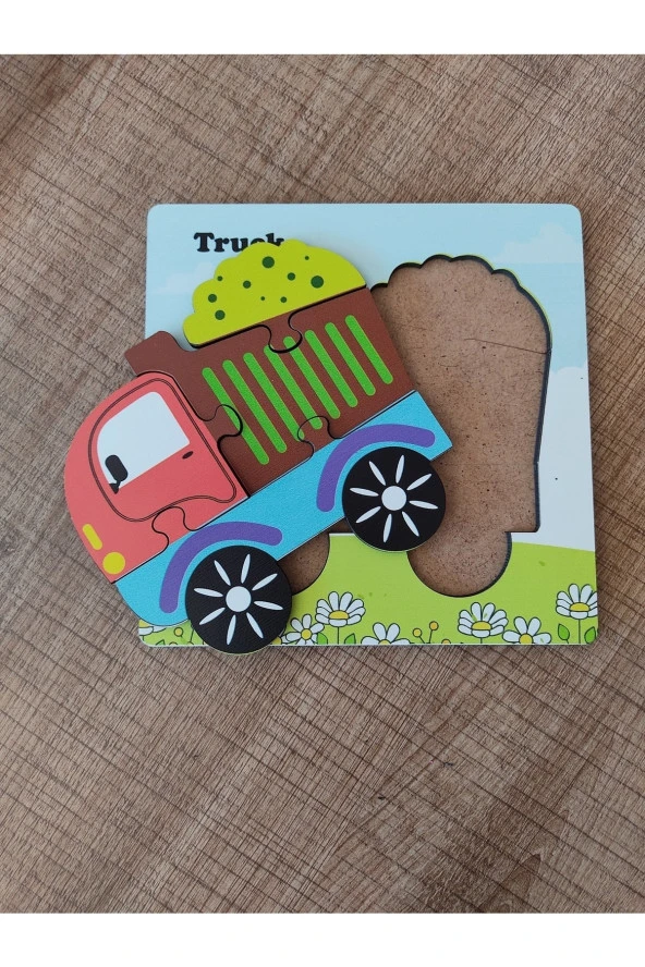 Mini 4 Parça Kamyon Ahşap Puzzle ürün görseli 1