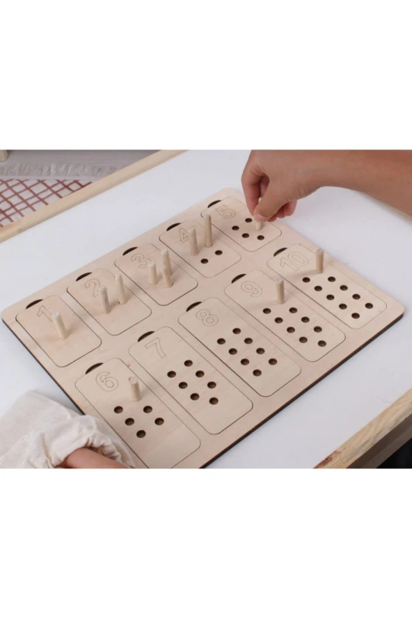 Doğal Ahşap Pim Takmalı Tablalı Sayı Ve Değerlerini Öğreniyorum Puzzle ürün görseli 1