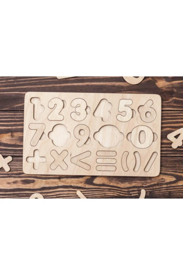 Ahşap Doğal Sayılar Ve Matematik Simgeler Boyanabilir Puzzle ürün görseli 1