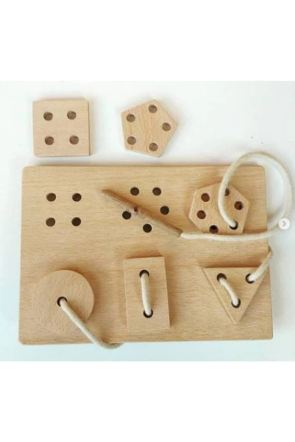 Montessori Dikilebilen Şekiller Oyunu Doğal Ahşap ürün görseli 1