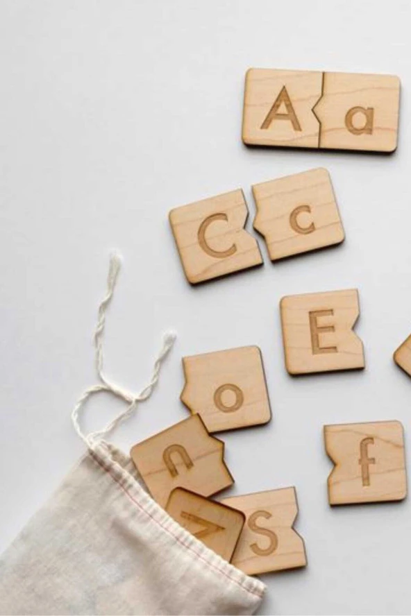 Montessori Ingilizce Türkçe Ahşap Alfabe Bulmacası Büyük Ve Küçük Harf Eşleştirme Oyunu ürün görseli 1
