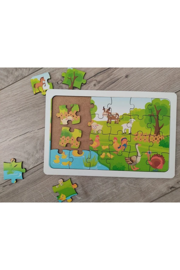 Inek Kuzu Ördek Puzzle Ahşap Renkli Puzzle 24 Parça ürün görseli 1