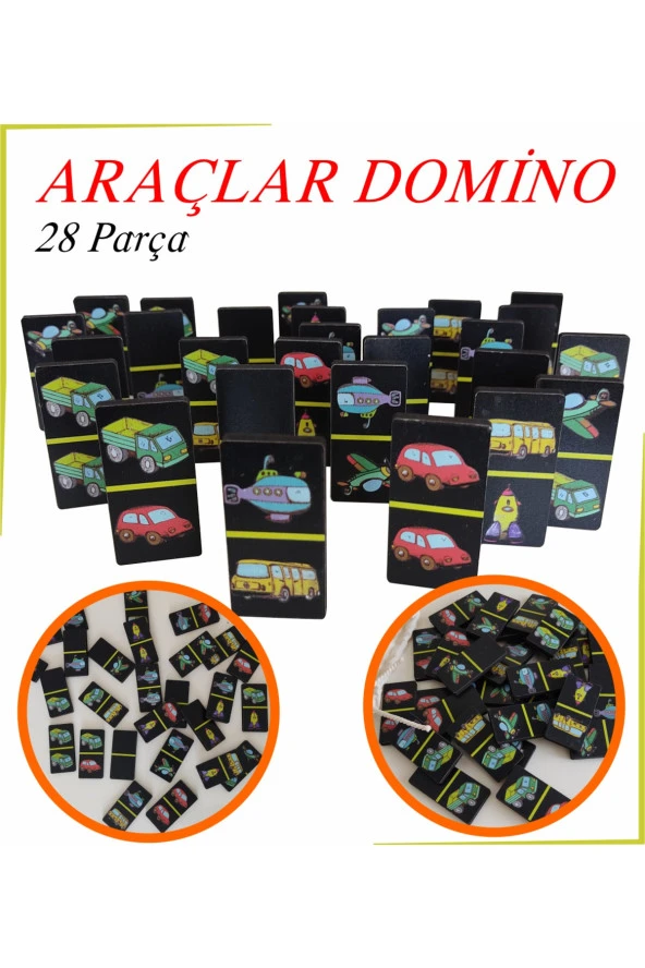 Ahşap Domino Araçlar 28 Parça - Resim 2