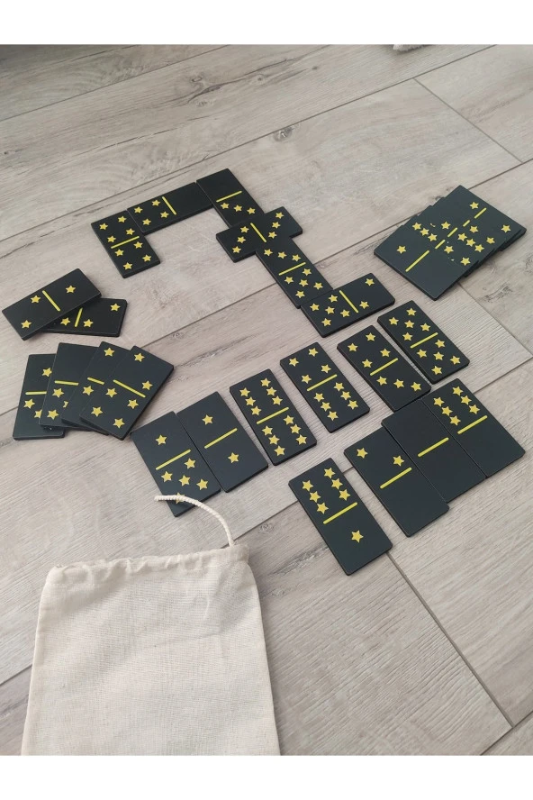 Ahşap Yıldızlı Domino Büyük Boy 8 Cm * 4 Cm ürün görseli 1