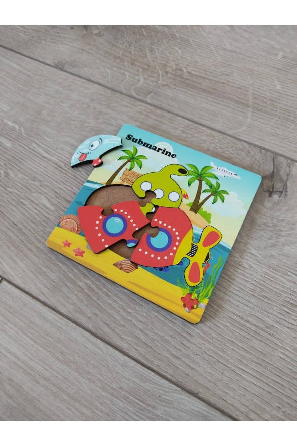 Mini 4 Parça Denizaltı Ahşap Puzzle ürün görseli 1
