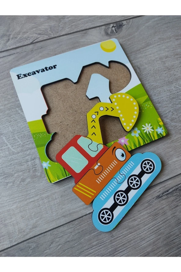 Mini Iş Makinesi Ahşap Puzzle - Resim 3