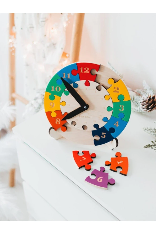 Saatleri Öğreniyorum Renkli Daire Puzzle ürün görseli 1