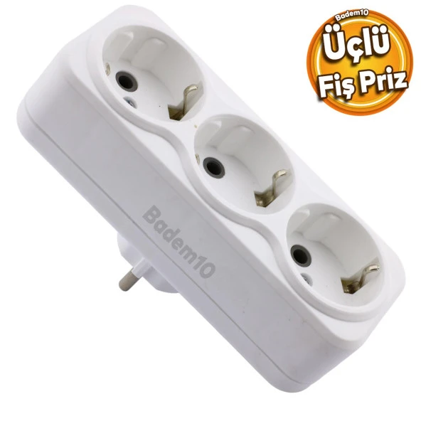 3lü Fiş Priz Topraklı Çoklu Grup Priz Çoğaltıcı Üçlü Golyat Elektrik Prizi ürün görseli 1