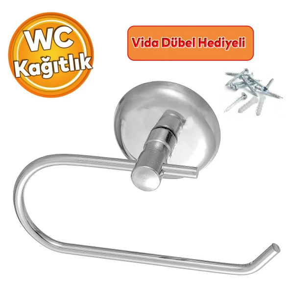 Tuvalet Kağıtlık Aparat Kapalı WC Kağıt Standı Bez Havluluk Paslanmaz Metal Sağlam Krom ürün görseli 1