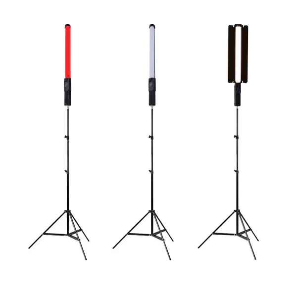 GDX ST-50 RGB 50 cm LED Çubuk Işık 3’lü Set 200 cm Işık Ayağı + BALL-03 Başlık Video Seti ürün görseli 1