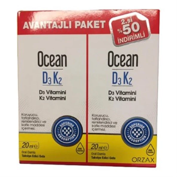 Ocean D3 K2 Vitamin 2li 20 ML ürün görseli 1