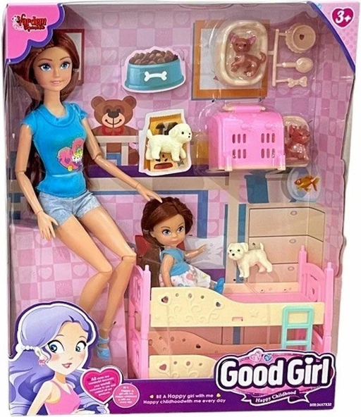 30 cm Aksesuarlı Ranzalı Bebek Seti 8234 ürün görseli 1