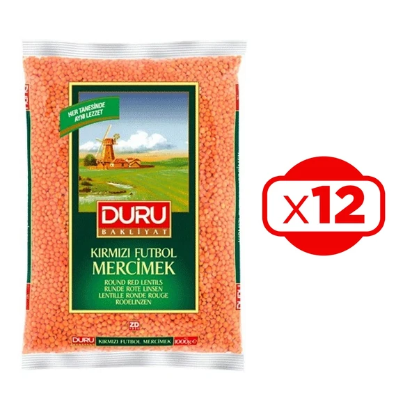 Duru Kırmızı Futbol Mercimek 1000 gr x 12 Adet ürün görseli 1
