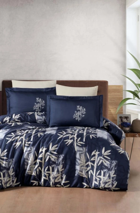 BASKILI SATEN ÇİFT KİŞİLİK NEVRESİM TAKIMI BAMBOO ürün görseli 1