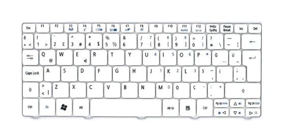 Acer Aspire Nav50 533 Notebook Klavye Beyaz TR - Resim 2
