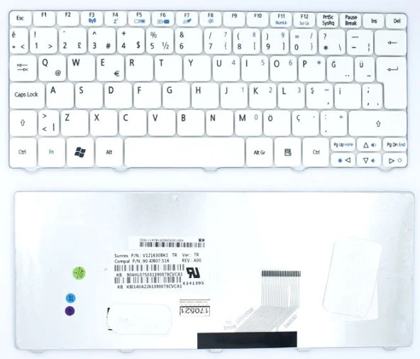Acer Aspire Nav50 533 Notebook Klavye Beyaz TR - Resim 3