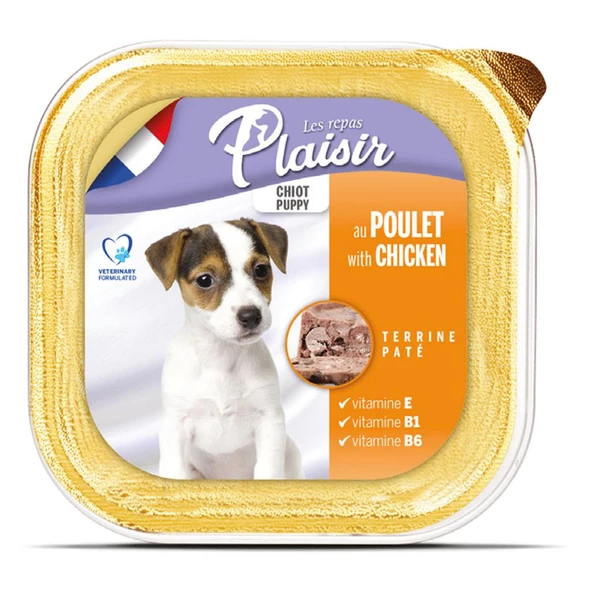 Plaisir Pate 150Gr Tavuk Etli Yavru 4Adet Yaş Köpek Maması ürün görseli 1