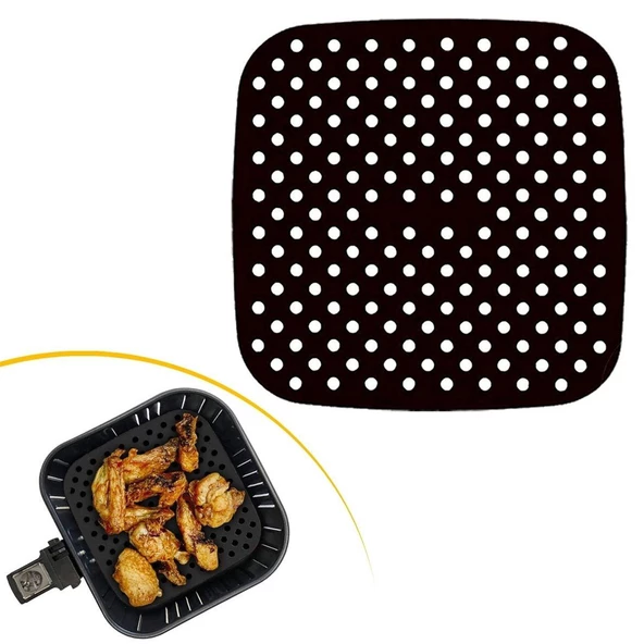 Renkli Isıya Dayanıklı Yıkanılabilir Silikon Fırın Ve Airfryer Kare Pişirme Matı 21,5 Cm ürün görseli 1