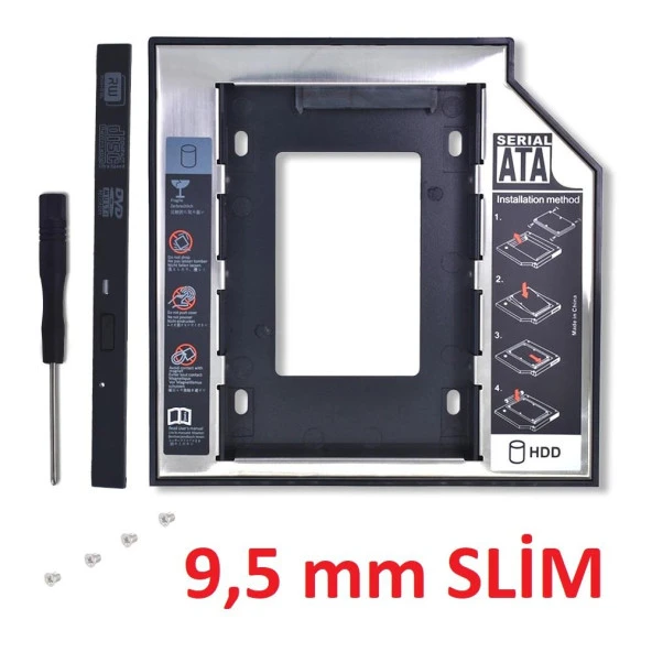 Harddisk Kutusu 9.5mm Slim Kızak Caddy Laptop DVD to SSD HDD Sata - 4716 ürün görseli 1