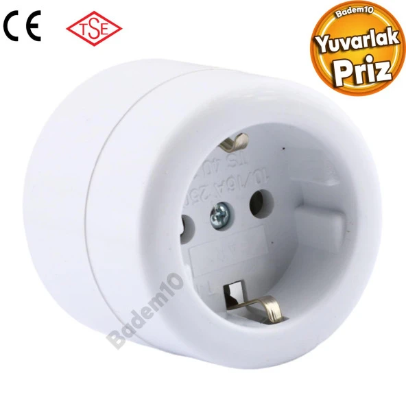 Tekli Grup Priz Sıva Üstü Fiş Priz Yuvarlak Topraklı Elektrik Grup Priz ürün görseli 1