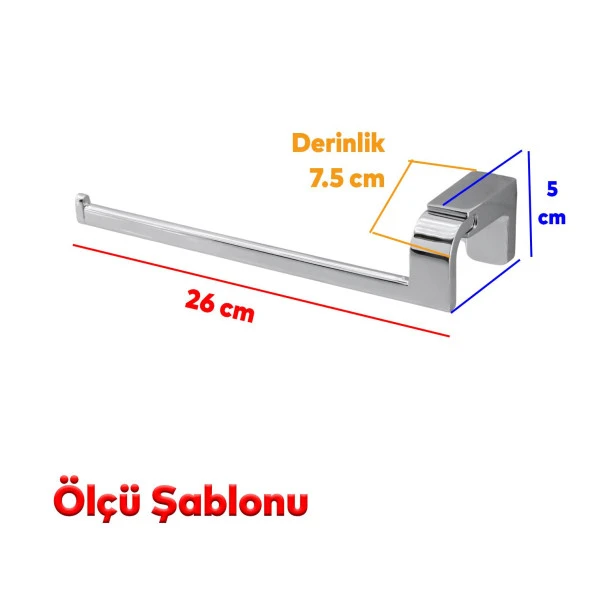 Banyo Lavabo Mutfak Aparat Uzun Kağıt Havluluk Açık Kağıtlık 26 cm Metal Sağlam Krom ürün görseli 1