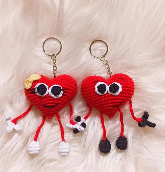 Maskot Gülen Kalpler Amigurumi Anahtarlık Organik Oyuncak ürün görseli 1