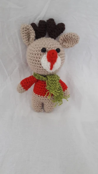 Yılbaşı Maskot Miniş Geyik Amigurumi Organik Oyuncak ürün görseli 1