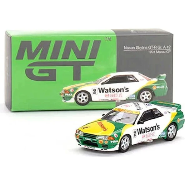 Mini Gt 377 1:64 Nissan Skyline Gt-R Gr. A #2 1991 Macau Gp Model Araba ürün görseli 1