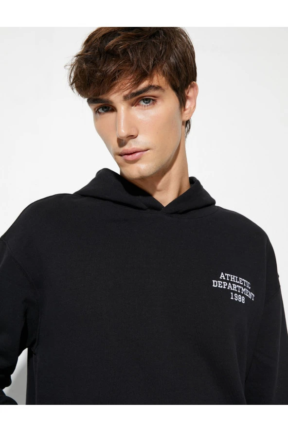 Kolej Sweatshirt Kapşonlu Baskılı Kanguru Cep Detaylı Şardonlu ürün görseli 1