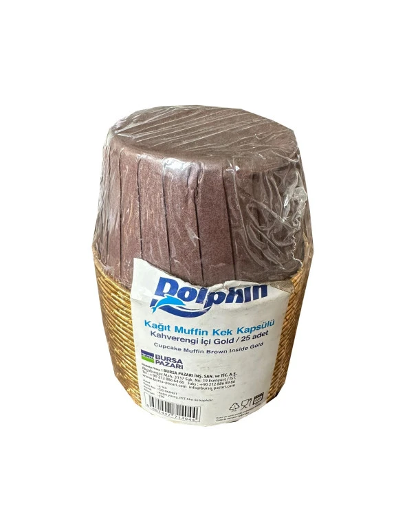 Dolphin Muffin Kağıt Karton Altın Kahve Cupcake Kek Kalıbı Kapsülü Kabı - 25 Adetlik 1 Paket ürün görseli 1
