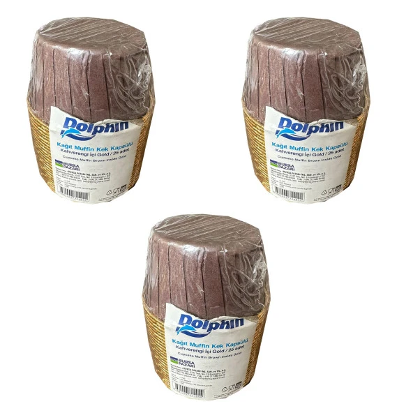 Dolphin Muffin Kağıt Karton Kahve Altın Cupcake Kek Kalıbı Kapsülü Kabı - 25 Adetlik 3 Paket ürün görseli 1