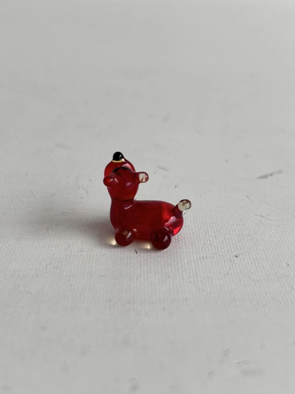 El Yapımı Mini Murano Cam Köpek Biblo A151-01 - Resim 3