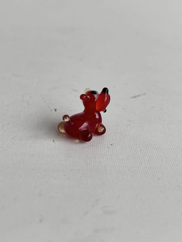 El Yapımı Mini Murano Cam Köpek Biblo A151-01 - Resim 4