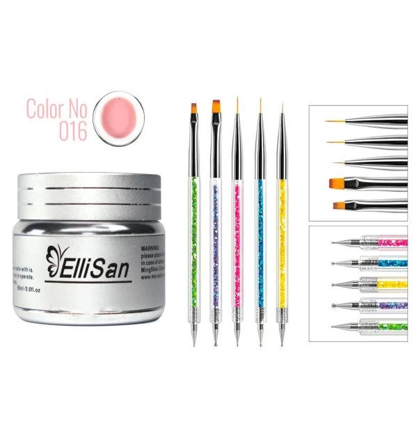 Fontenay Ellisan Protez Tırnak Jeli Builder Gel 56 Gram +  Tırnak SüslemeDesen Fırçası Seti No:2181 ürün görseli 1