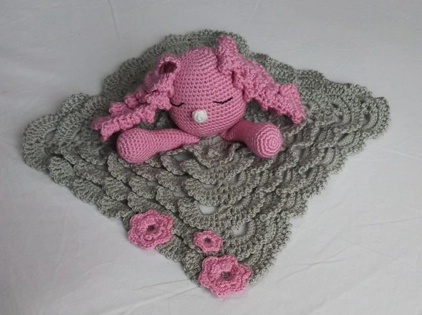 Uykucu Şirin Tavşan Uyku Arkadaşı Amigurumi Organik Oyuncak ürün görseli 1