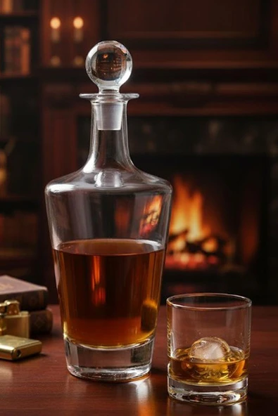 Paşabahçe Kristal El İmalatı Kapaklı Viski Şişesi  90626 1000 Cc ürün görseli 1