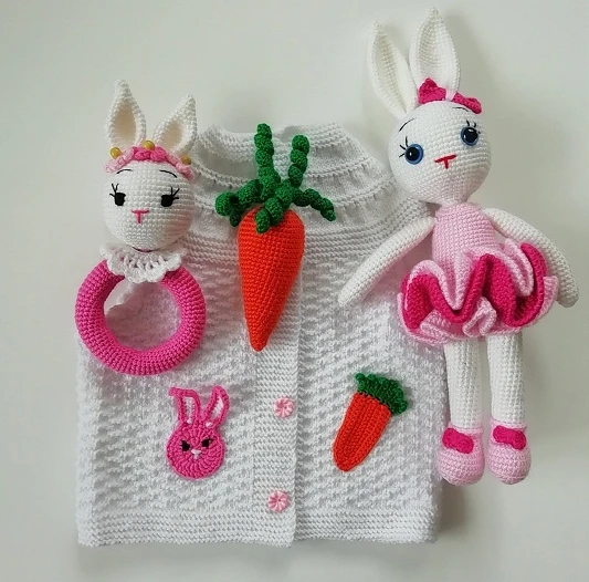 Havuçlu Tavşan Set Amigurumi Organik Oyuncak ürün görseli 1