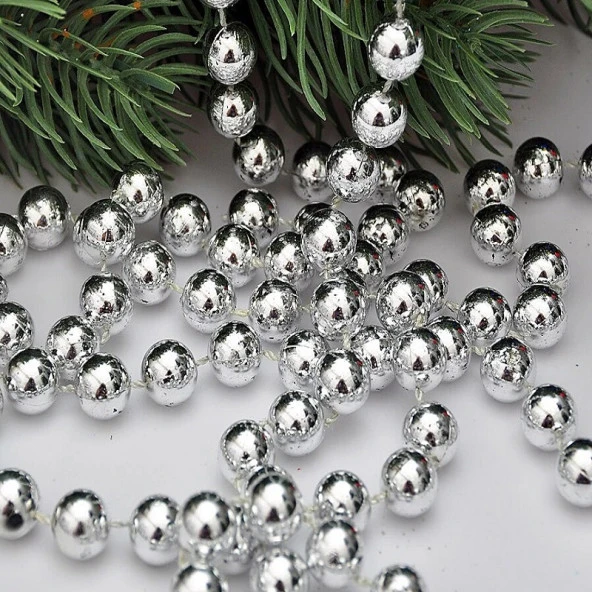 VIP DELUXE 5 METRE GÜMÜŞ ZİNCİR SÜS GÜMÜŞ YILBAŞI AĞACI SÜSLERİ GÜMÜŞ NOEL AĞACI SÜSLERİ ürün görseli 1