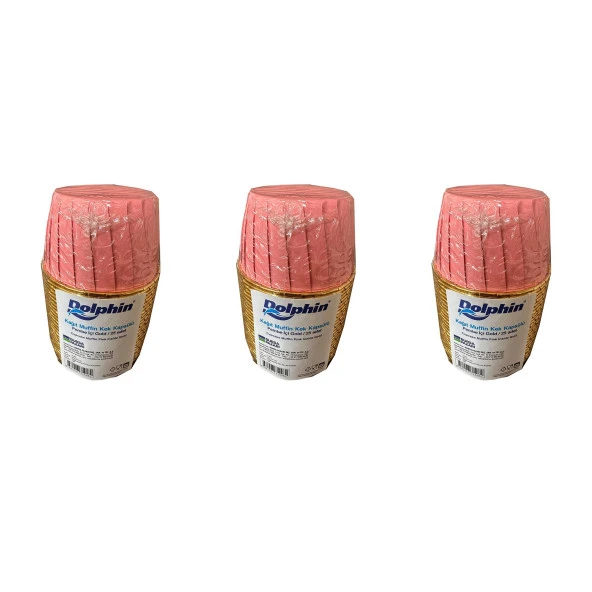 Dolphin Muffin Kağıt Karton Pembe Altın Cupcake Kek Kalıbı Kapsülü Kabı - 25 Adetlik 3 Paket ürün görseli 1