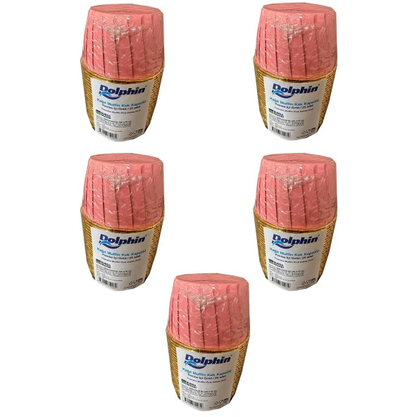 Dolphin Muffin Kağıt Karton  Altın Pembe Cupcake Kek Kalıbı Kapsülü Kabı - 25 Adetlik 5 Paket ürün görseli 1