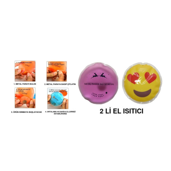 KALP EMOJİ PEMBE CEYLAN CEP SOBASI,EL ISITICI,2 ADET SICAK SU TORBASI PVC  9cm ürün görseli 1