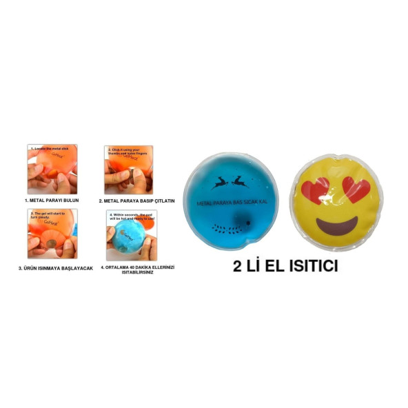 KALP EMOJİ MAVİ CEYLAN CEP SOBASI,EL ISITICI,2 ADET SICAK SU TORBASI PVC  9cm ürün görseli 1