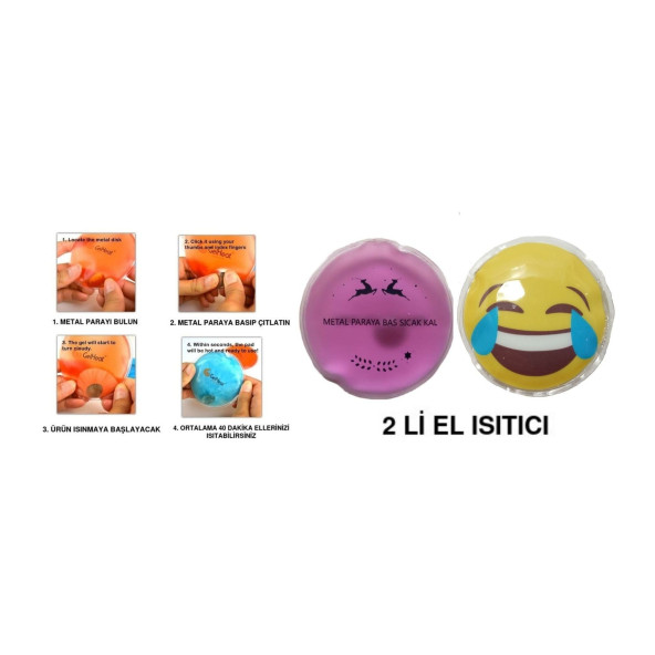 GÜLEN EMOJİ PEMBE CEYLAN CEP SOBASI,EL ISITICI,2 ADET SICAK SU TORBASI PVC  9cm ürün görseli 1
